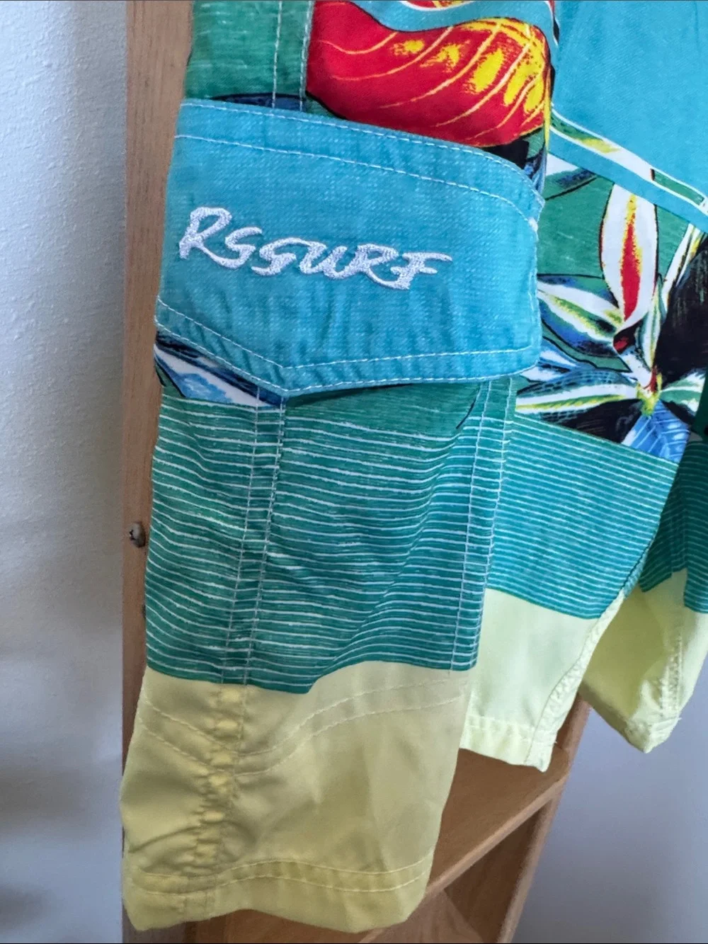 🆕 RS Surf Men's Teal & Yellow Floral Swim Trunks - Picture 2 of 12